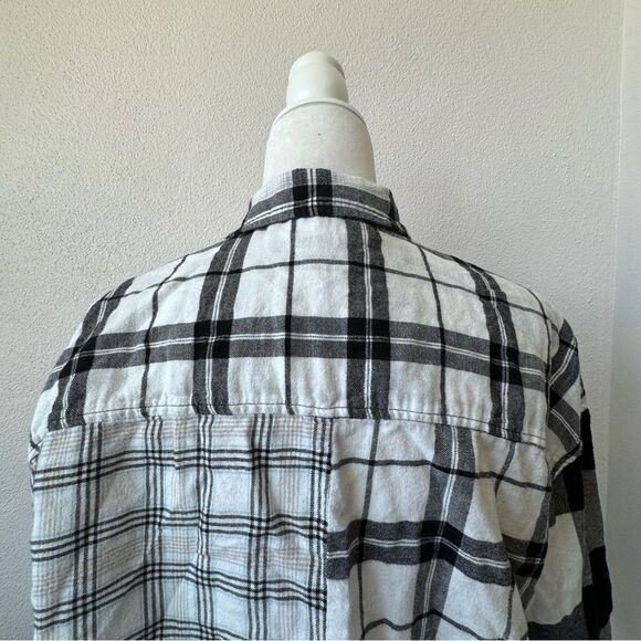 Forever 21 Flannel Cropped Plaid Shirt 100% Cotton Long Sleeve SZ M - Picture 7 of 13